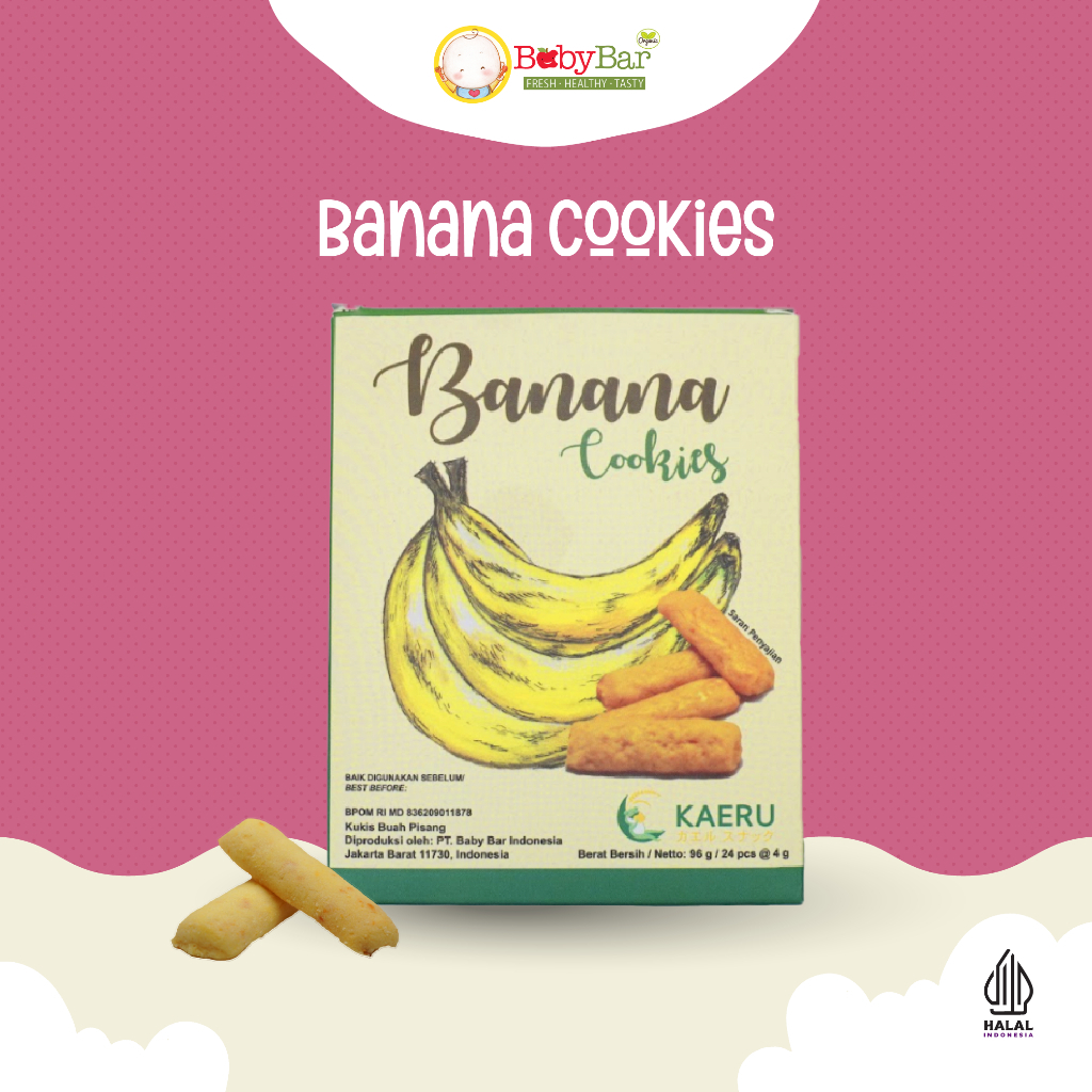 

BABYBAR KAERU Snack MPASI Anak / Biskuit Rasa Pisang / Cookies Pisang / Kue Pisang / Banana Cookies