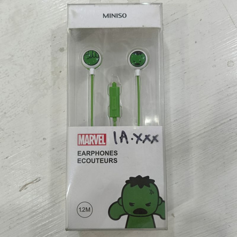 Earphone Kabel Miniso x Marvel karakter Hulk, 3,5jack