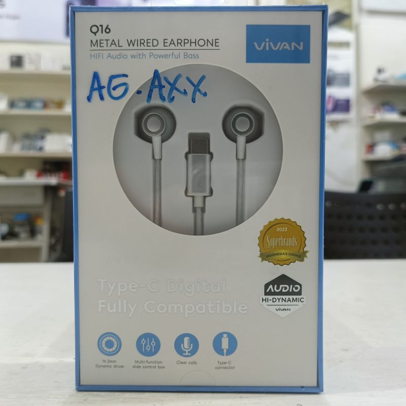 Earphone kabel Vivan Q16 Type-C