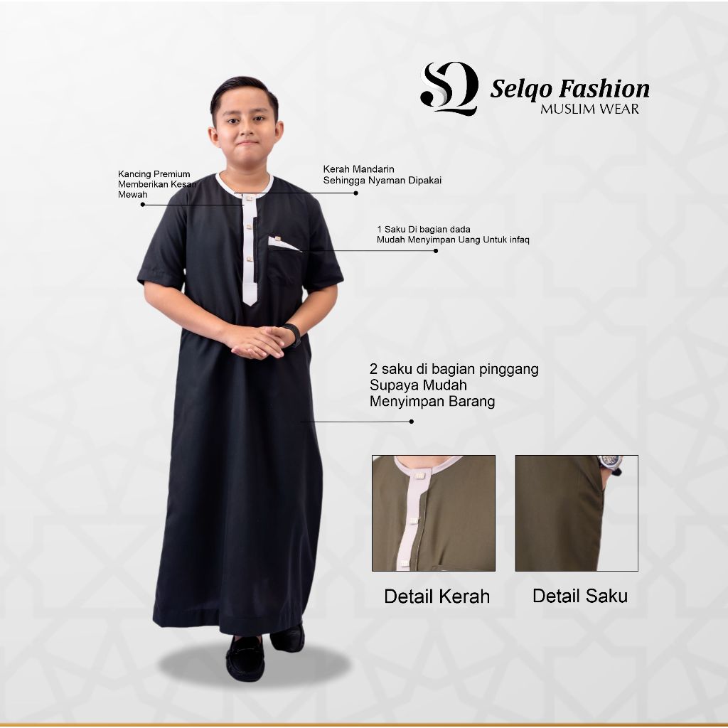 Jubah Anak Gamis Tanggung Turki Tangan Pendek