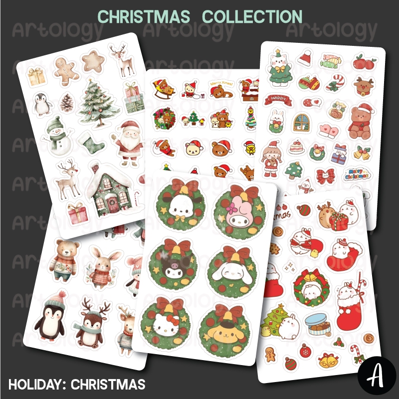 

Stiker Christmas Aesthetic Sticker Set Holiday Kado Hampers Hadiah Natal