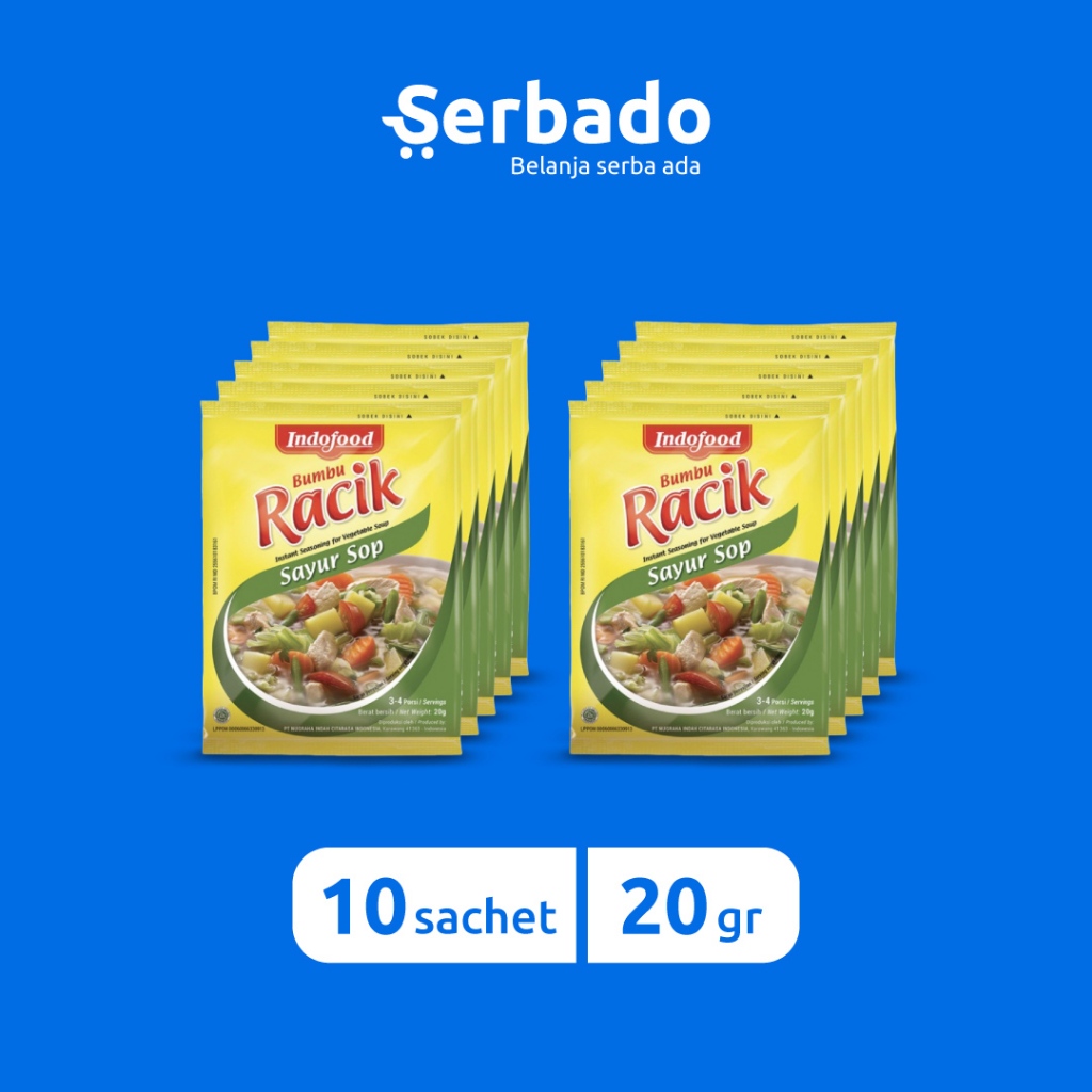 

Racik Bumbu Indofood Sayur Sop Kemasan Sachet 20gr (Isi 10 sachet)