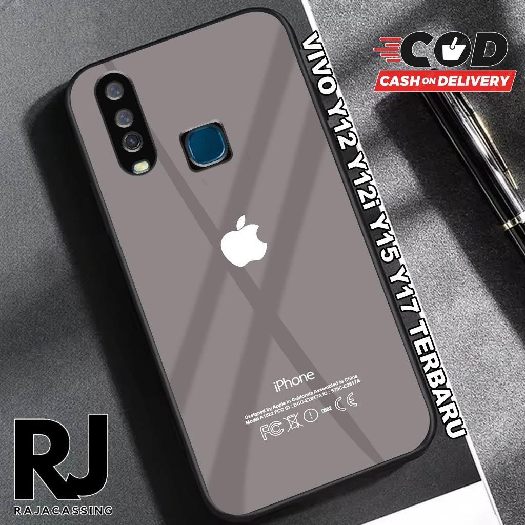 Softcase Glass Kaca VIVO Y12 Y12i Y15 Y17 Terbaru Casing  Handphone Casing Motif Iphone - Pelindung 