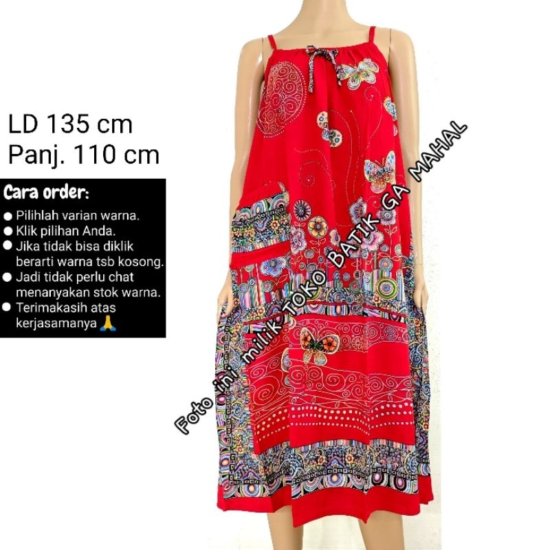 Daster jumbo yukensi lengan tali leher ada karet super adem Bunga Siantan