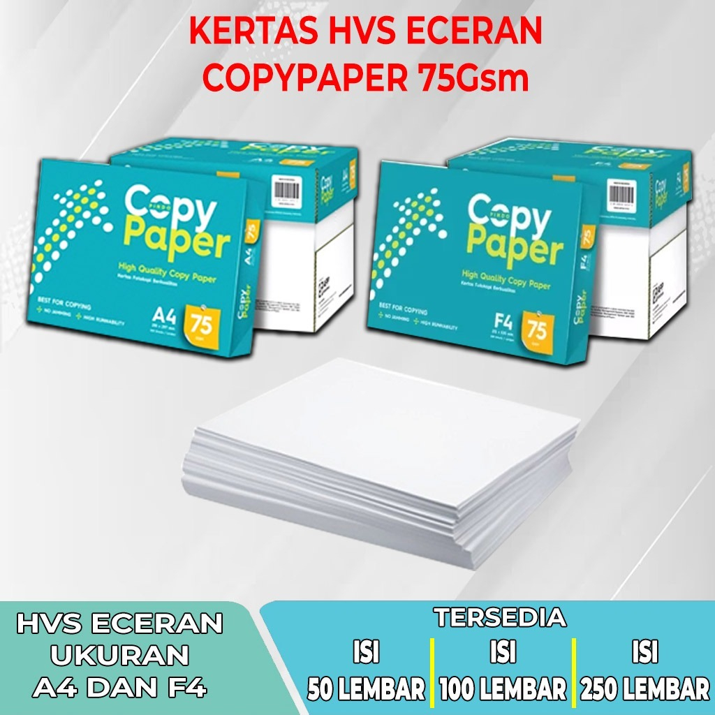 

kertas HVS Copy Paper A4 70& 75 GSM ( 100 lembar )
