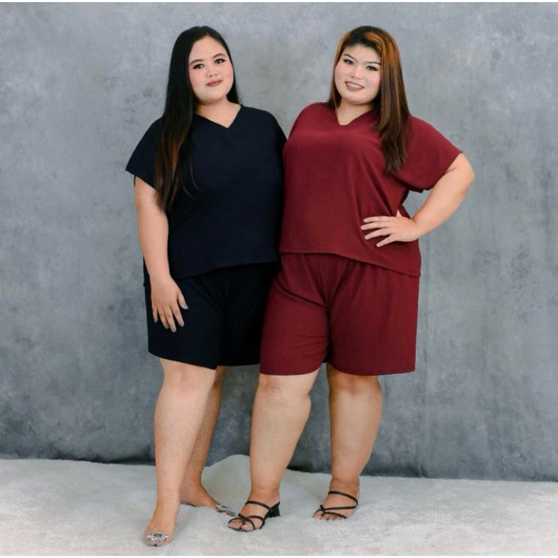 (PROMO COD) Setelan Jumbo Pendek Crinkle Airflow Polos Setelan Celana Pendek Wanita Setelan Lengan P