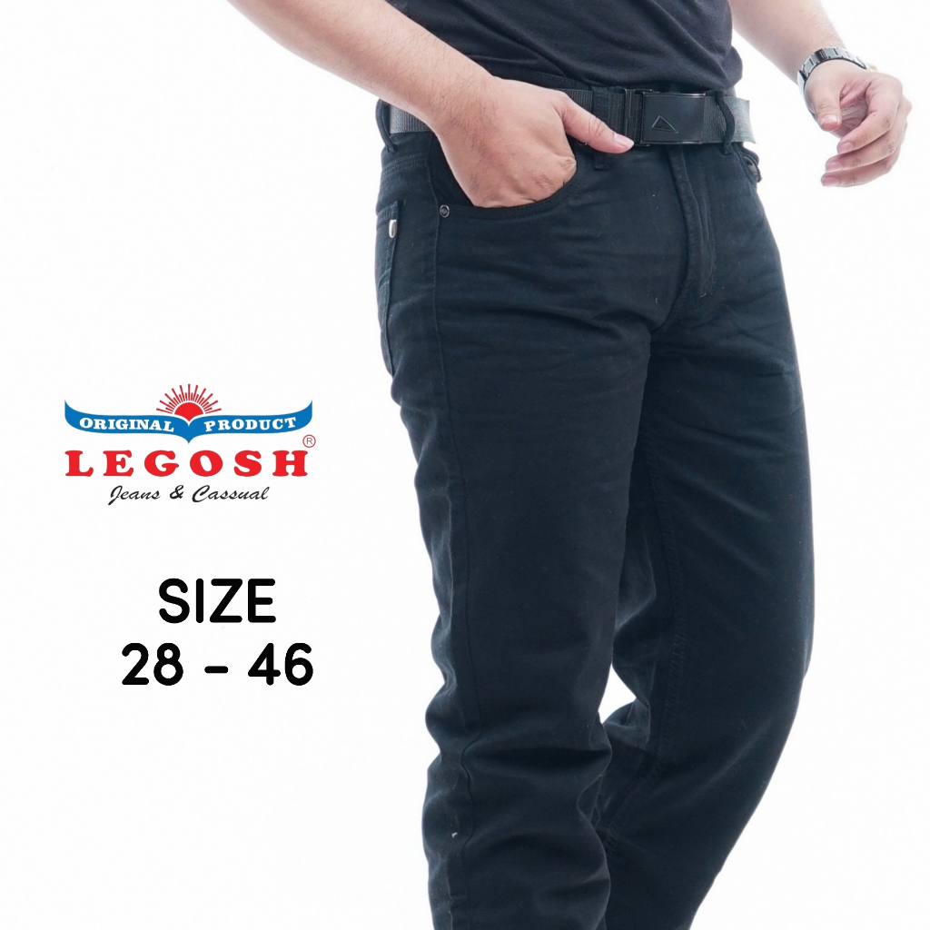 LEGOSH JEANS Celana Panjang Kanvas Cassual Original Legosh Jeans Hitam Ukuran 28 - 46 Jumbo