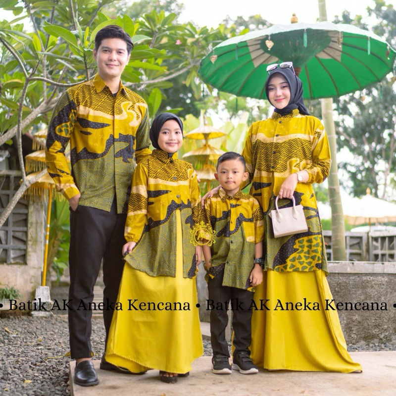 Baju Gamis Batik Couple Kondangan Sarimbit Pasangan Keluarga Ibu Ayah Dan Anak Perempuan Laki Laki M