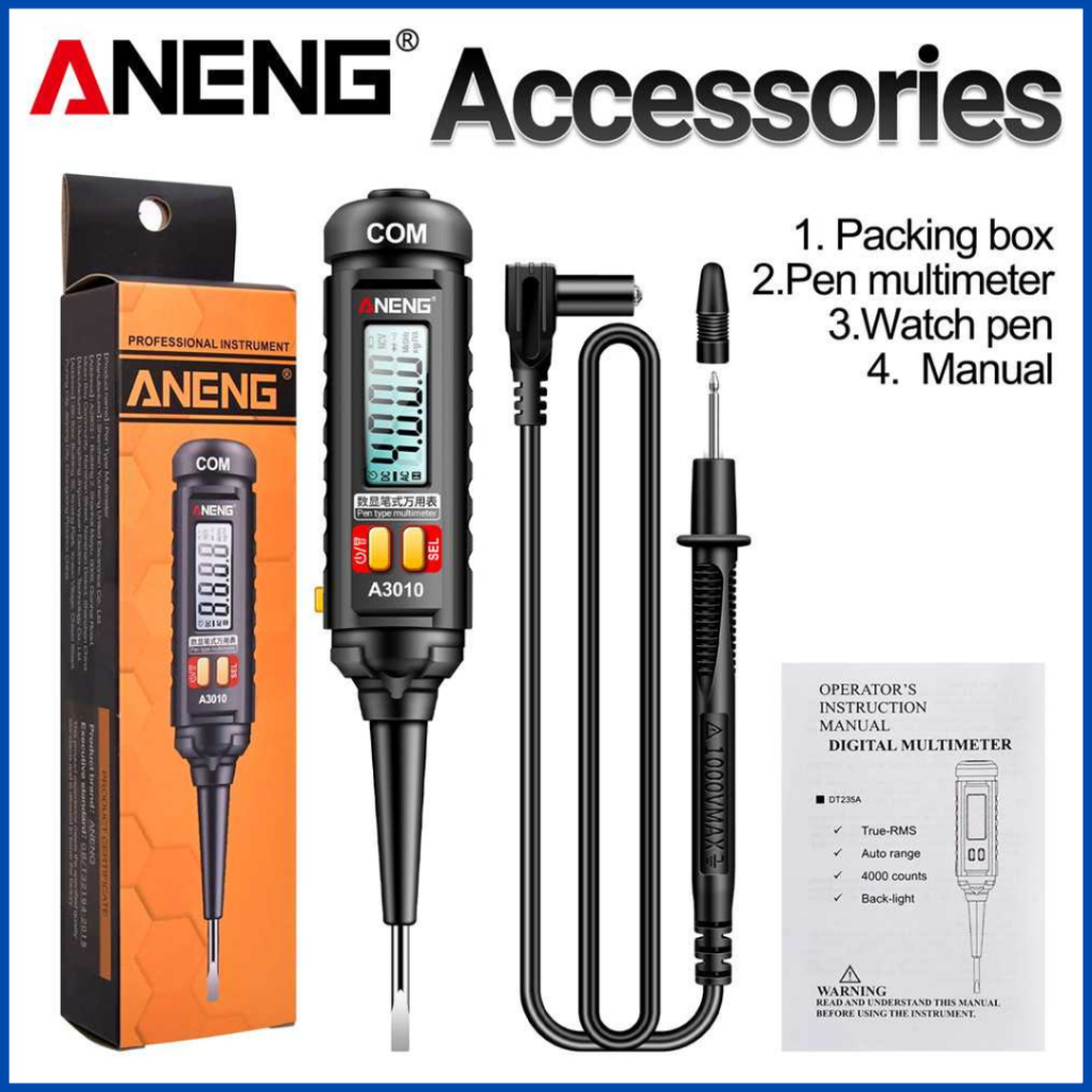 COD Tespen Multimeter Digital 2in1 cek kabel putus Multitester Pendeteksi Arus Listrik  4000 - A3010