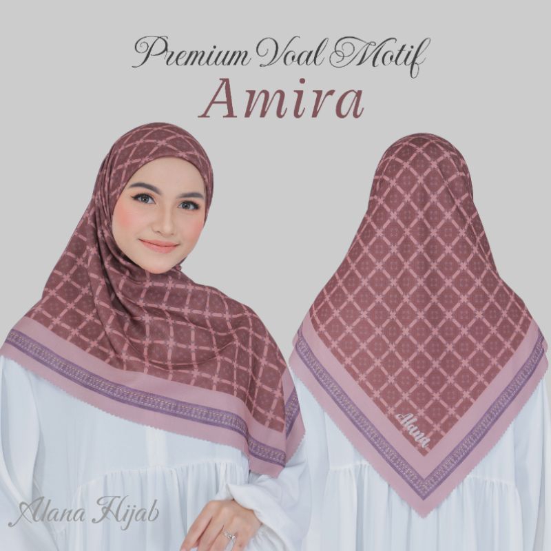 ALANA Hijab - Jilbab Segiempat Amira Motif Scarf Voal Premium Kerudung Square Lasercut