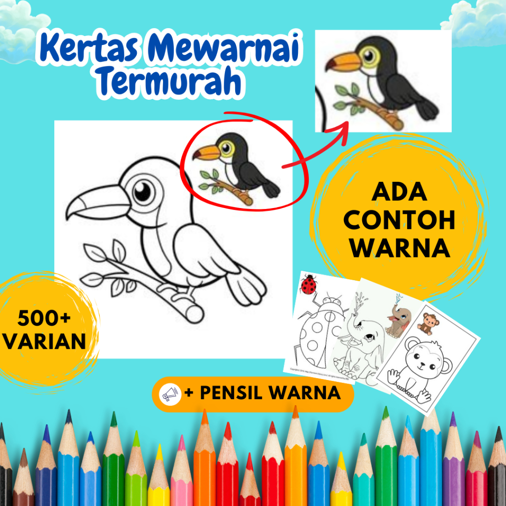 50 lembar mewarnai free pensil warna