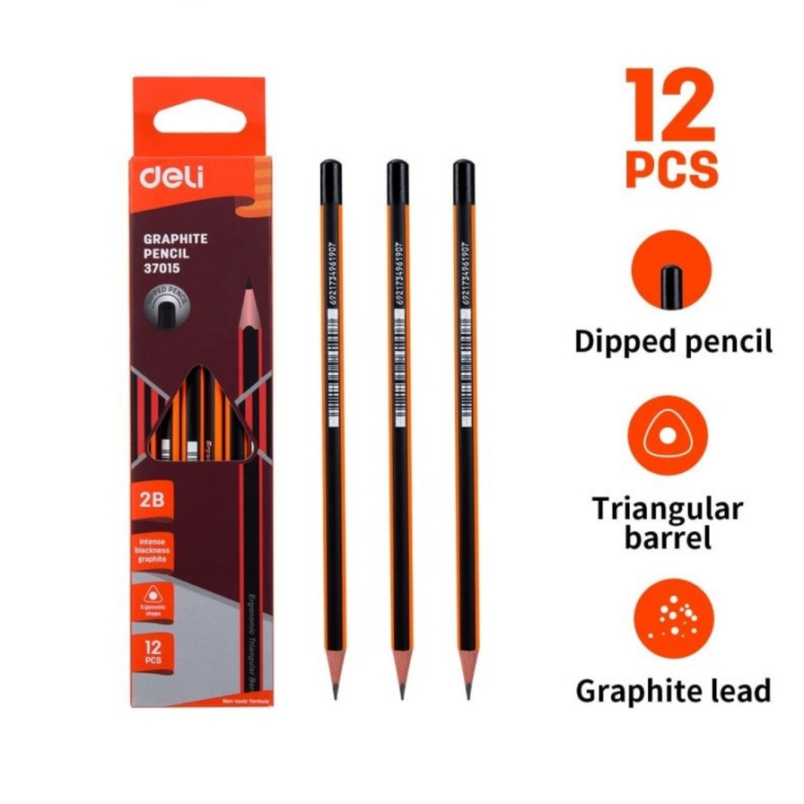 

Deli E37013 Graphite Pensil Kayu 2B Tidak Beracun Mudah Diasah