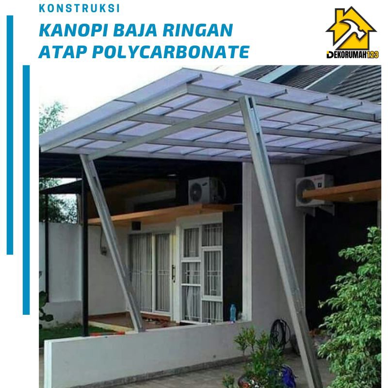 Kanopi Baja Ringan Atap Polycarbonate dan Spandek Transparan