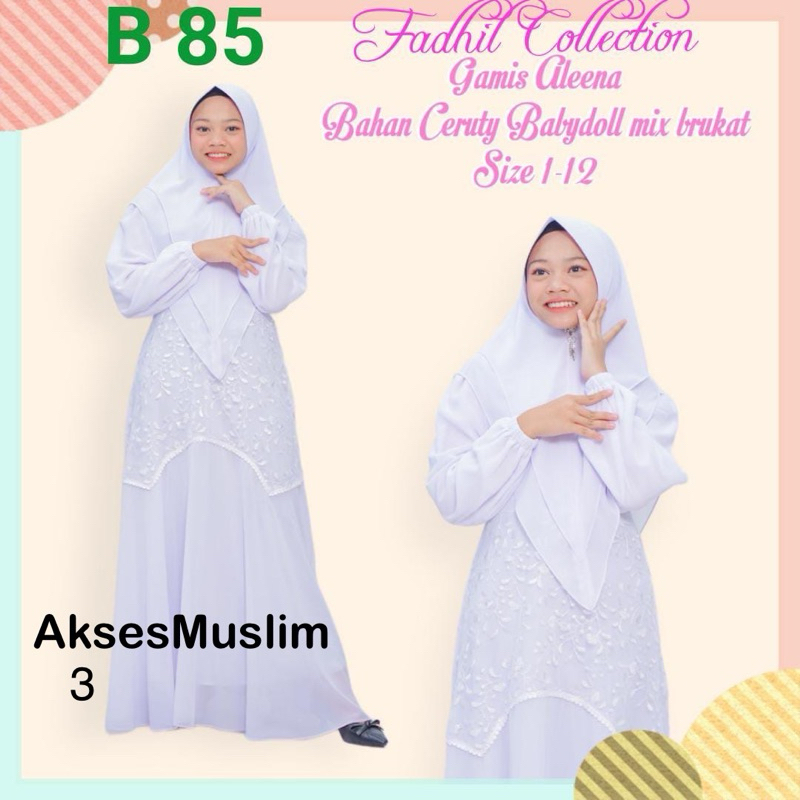 Gamis Anak Tanggung Gamis Kombinasi Brokat anak Tanggung TK SD dan SMP Gamis Manasik Haji Cantik