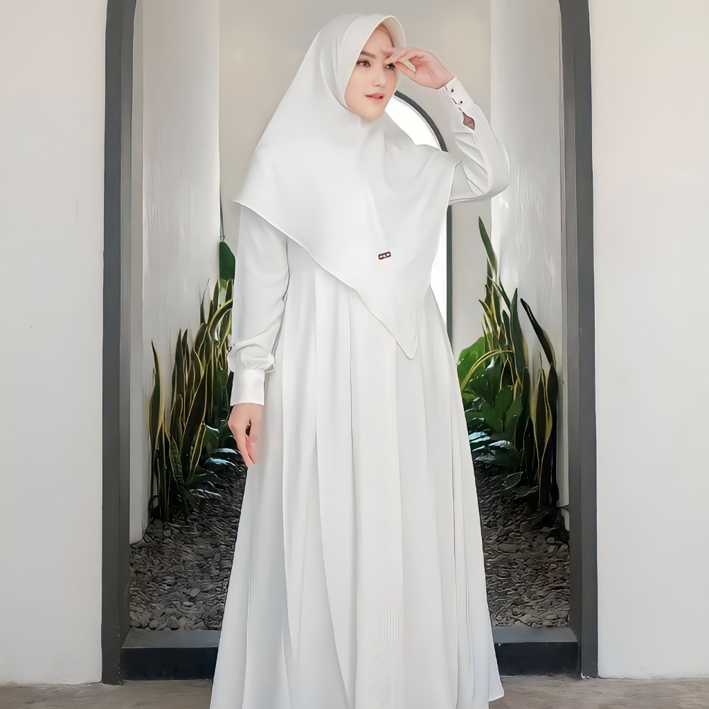 Kanaya Syari Gamis Resleting Depan Gamis Pesta Kekinian Gamis Busui Friendly Gamis putih Gamis Syari