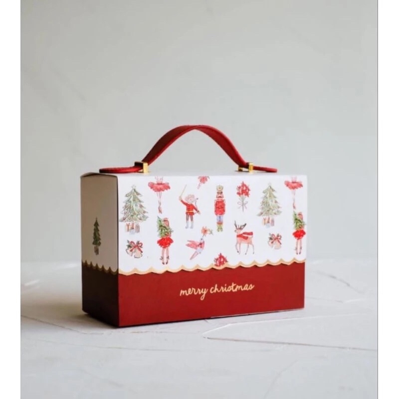 

(Min 5Pcs) Merry Christmas Hampers Bag Box Leather Handle - Tas Dus Natal Souvenir Handle Kulit