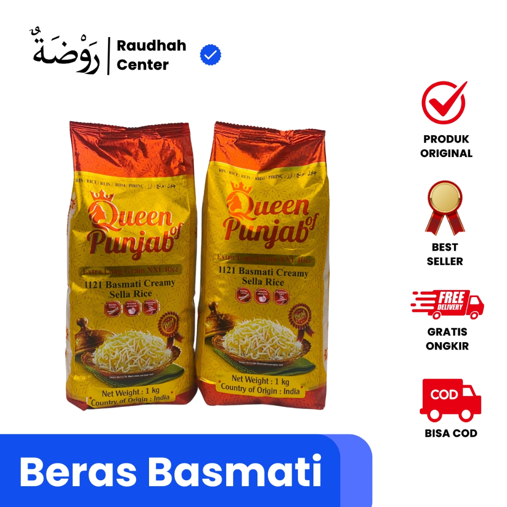 

Queen Punjab Extra Long Grain Sella Rice Basmati Creamy Riesling 1000 gram