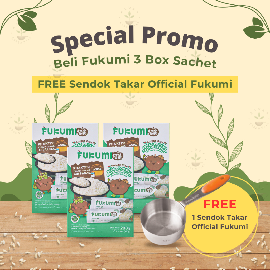 

Paket Bundling Beli 3 Pcs Fukumi Free Sendok Takar - Fukumi Beras Porang Box Sachet Original - Beras FUKUMI - Beras Sehat