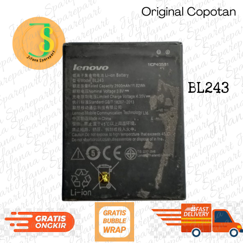 Baterai Batre Lenovo A7000 Plus BL243 Original Copotan