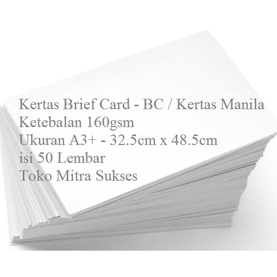 

KODE 7GLI9 A3 Kertas Brief Card BC Kertas Manila 16GSM A3 isi 5 Lembar