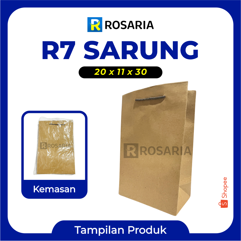 

TAS KERTAS R7 SARUNG 20x11x30 COKLAT Merk AREMA PaperBag Polos Kraft Souvenir Hajatan Kado Hampers Lusinan