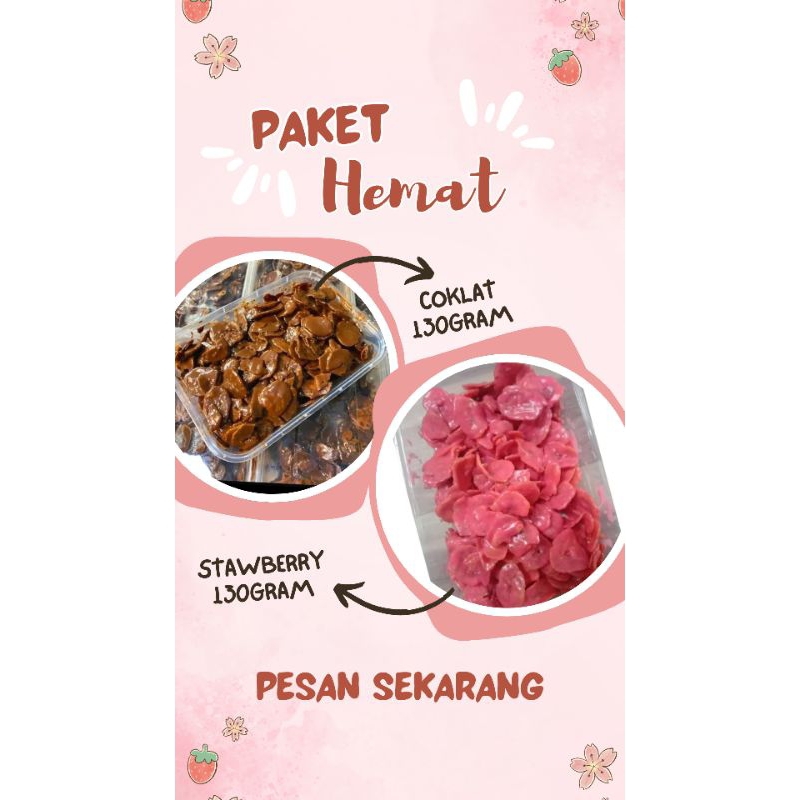 

2 paket hemat kripik pisang coklat & stawberry 130gram