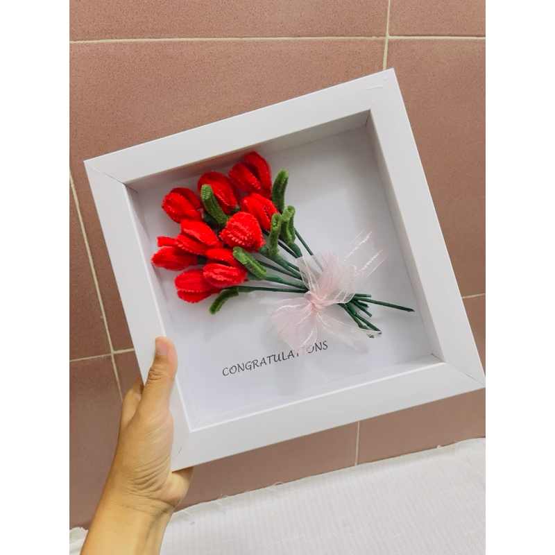 flower box / flower box custom / flower box kawat bulu / flower box pipe cleaner / kado wisuda / kad