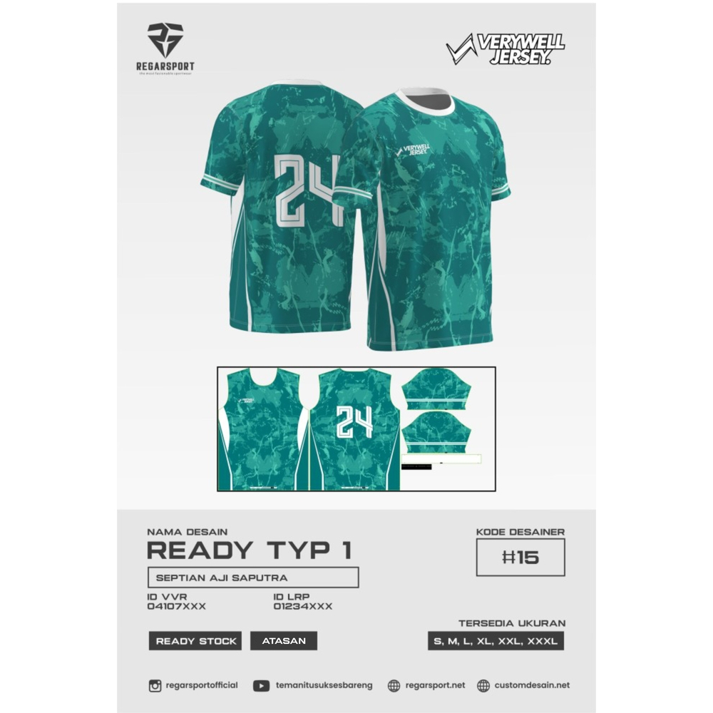 REGARSPORT - 84 Jersey Verywell atasan lengan pendek untuk sepakbola