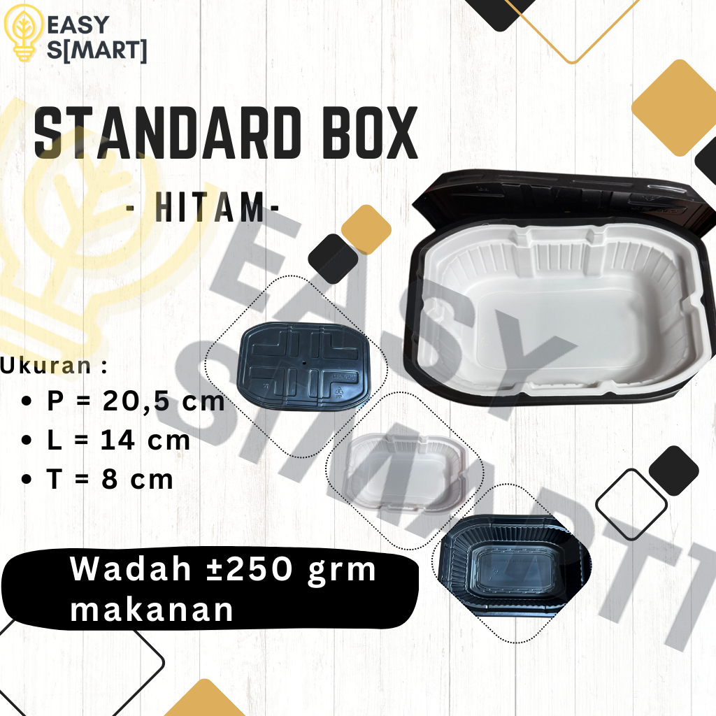 Standard Box Hitam/Self Heating Lunch Box Kotak Pemanas Plastik Thermal Untuk Traveling Tanpa Kompor