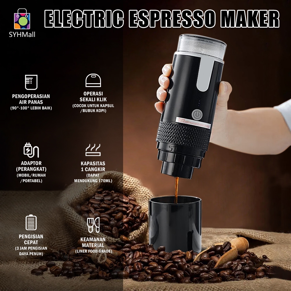 SYH Mall Electric Espresso Maker / mesin kopi / Mesin Pembuat Espresso Portable / Portable Elektrik 