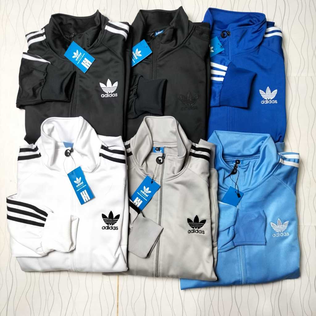 ADIDAS-Jaket  Basic Tracktop Pria Wanita Adds Logo Bordir Hitam Firebird Terlaris/Jaket Pria Adidas-