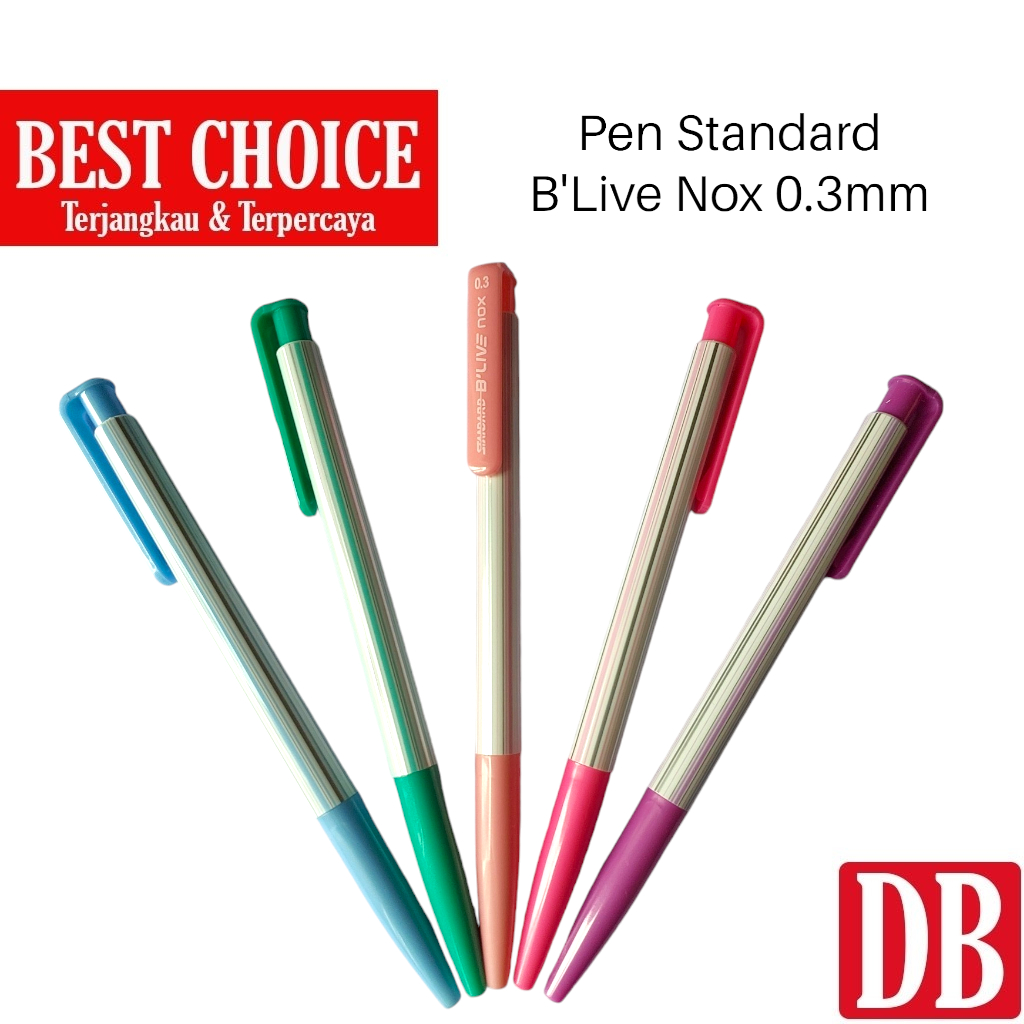 

Ballpoint / Pulpen Standard B'LIVE / Blive / B'LIVE NOX / Blive Nox 0.3 mm Hitam (12 pcs)