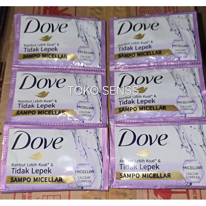DOVE SHAMPO MICELLAR untuk rambut tidak lepek 1 renceng isi 12 sachet