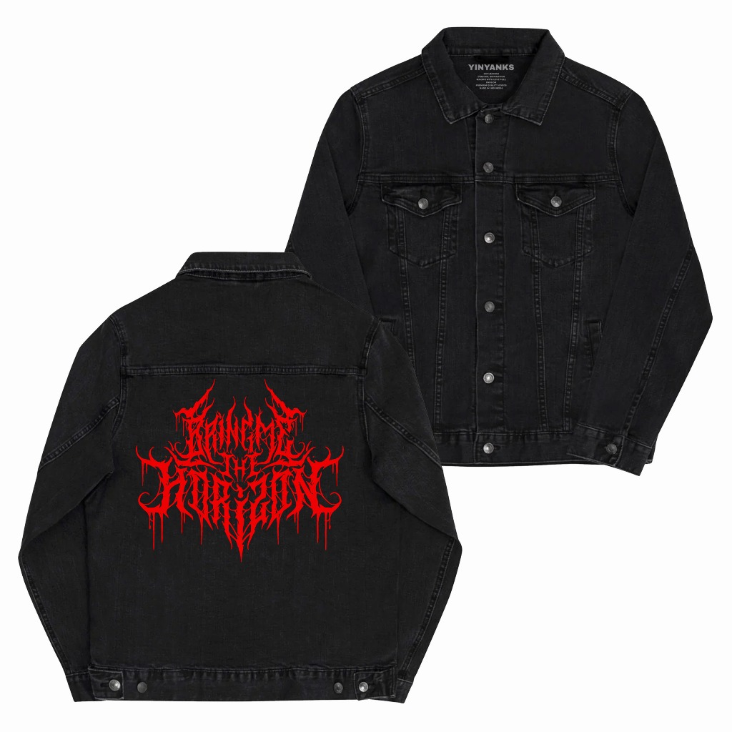 Yinyanks Black Jacket Denim Bmth Font Jacket Jeans Hitam