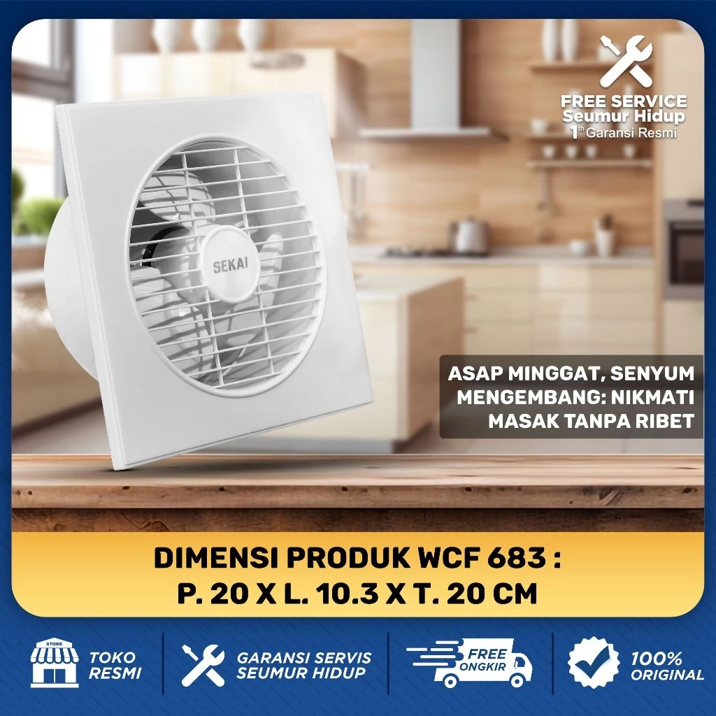 PROMO TERBARU SEKAI EXHAUST FAN DINDING / KIPAS ANGIN HEXOS 6 INCH / 8 INCH - WCF 683 / WCF 883