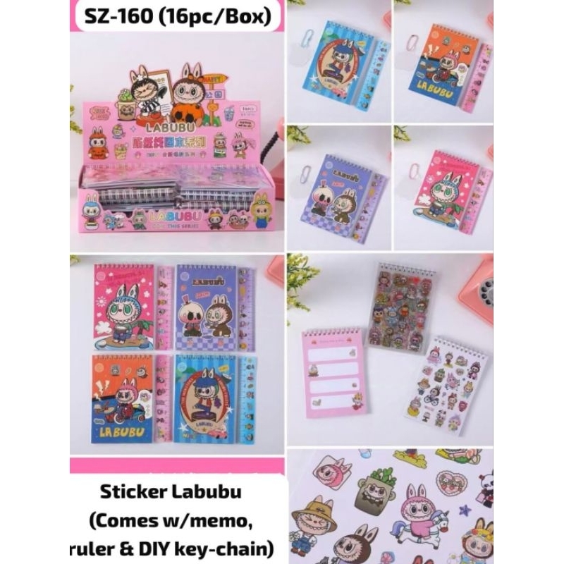 

Buku Memo Ring Labubu Stiker dan Penggaris || Labubu Memo