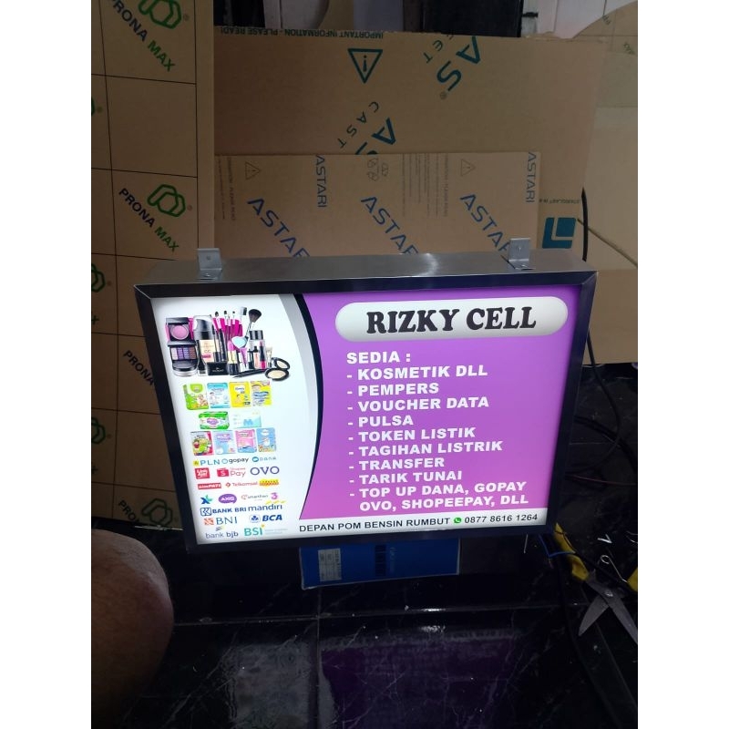 Neon Box Akrilik Ukuran 50x50 cm 1 sisi