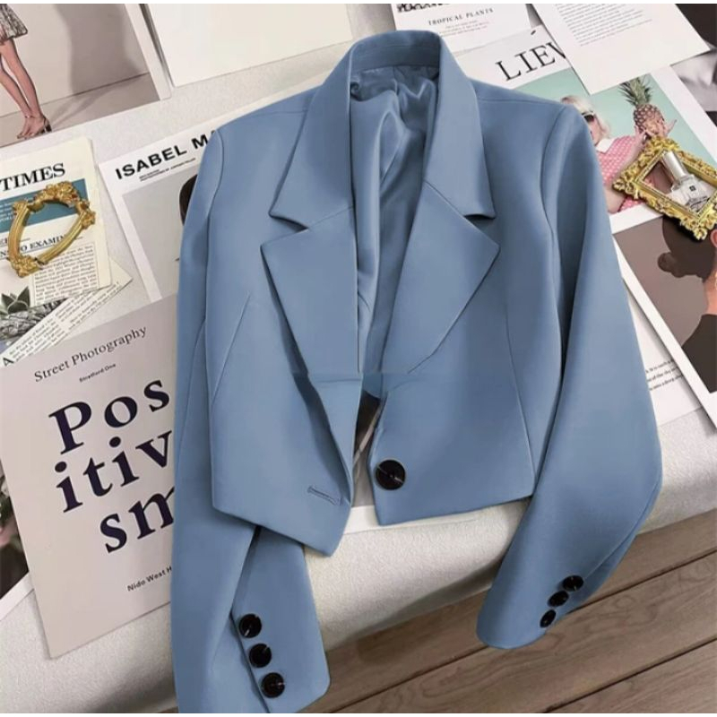 Blazer Crop Top Wanita Import Casual Korean Style Outer Panjang Cropped Blazer Blazer Crop Cewe