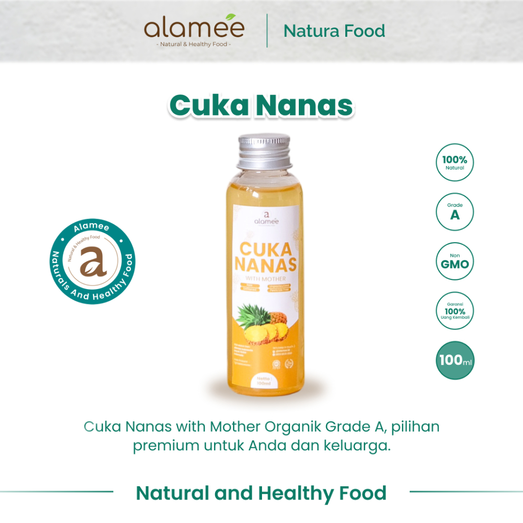 

ALAMEE Cuka Nanas Organik Original Pineapple Cider Vinegar With Mother 100ml