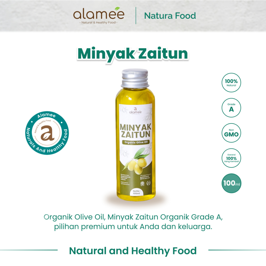 

ALAMEE Minyak Zaitun Asli Untuk Diminum Olive Oil Extra Virgin Organik Murni Masak EVOO 100ml