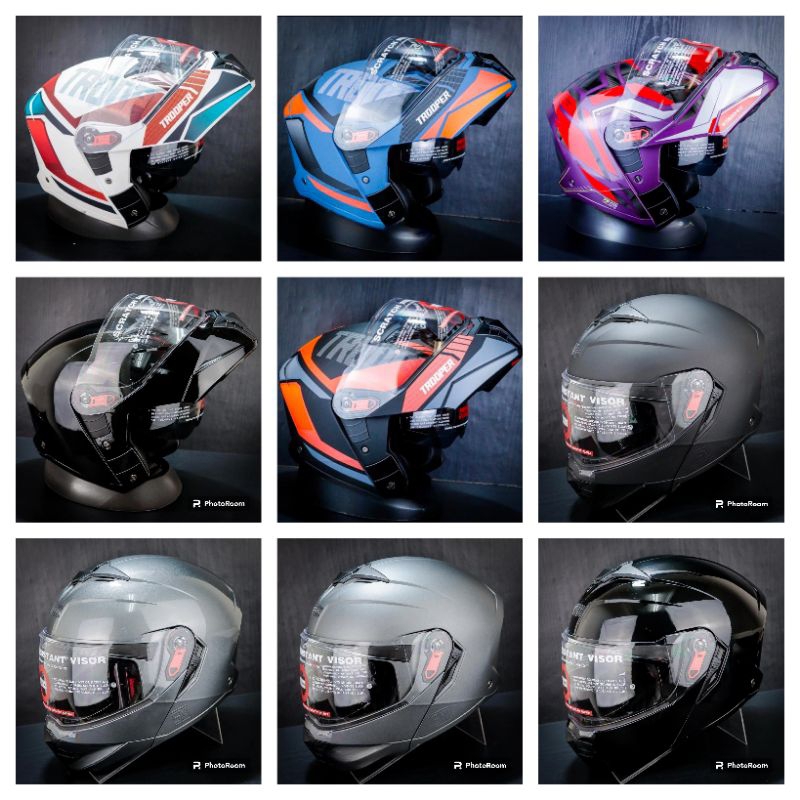 STUDDS HELM DRIFTER MODULAR SOLID | MATT BLACK | DOUBLE VISOR | BISA FULL FACE BISA HALF FACE