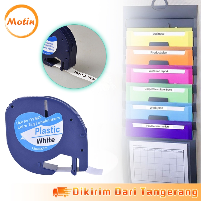 

4m Dymo Label Tape 12mm Black on White Paper Maker LetraTag Tape