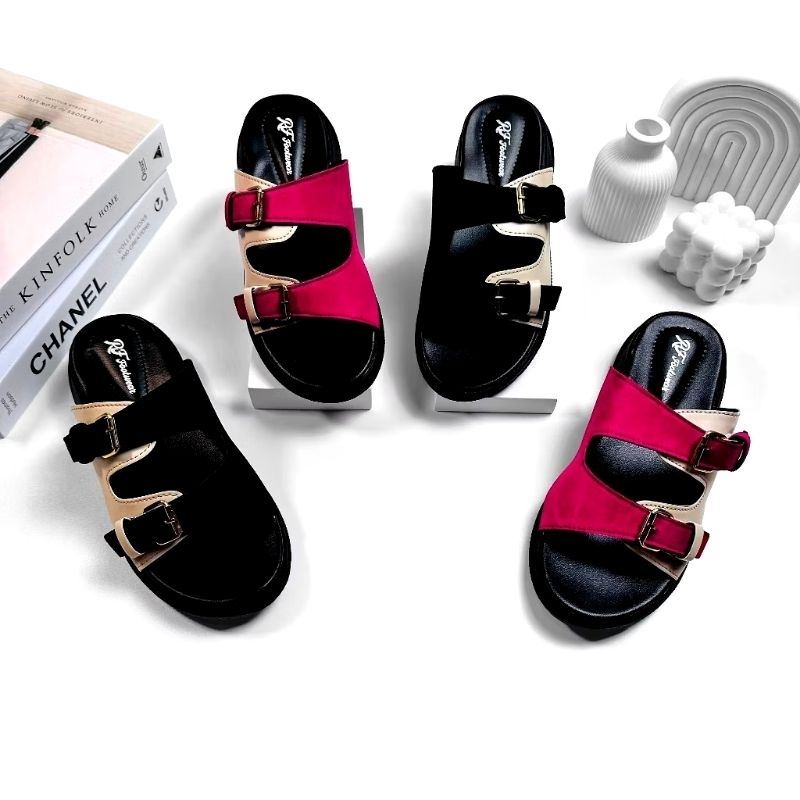 MAWS FOOTWEAR sandal gesper terbaru dua ban Cansual - ban dua gesper//sandal Cansual  wanita remaja