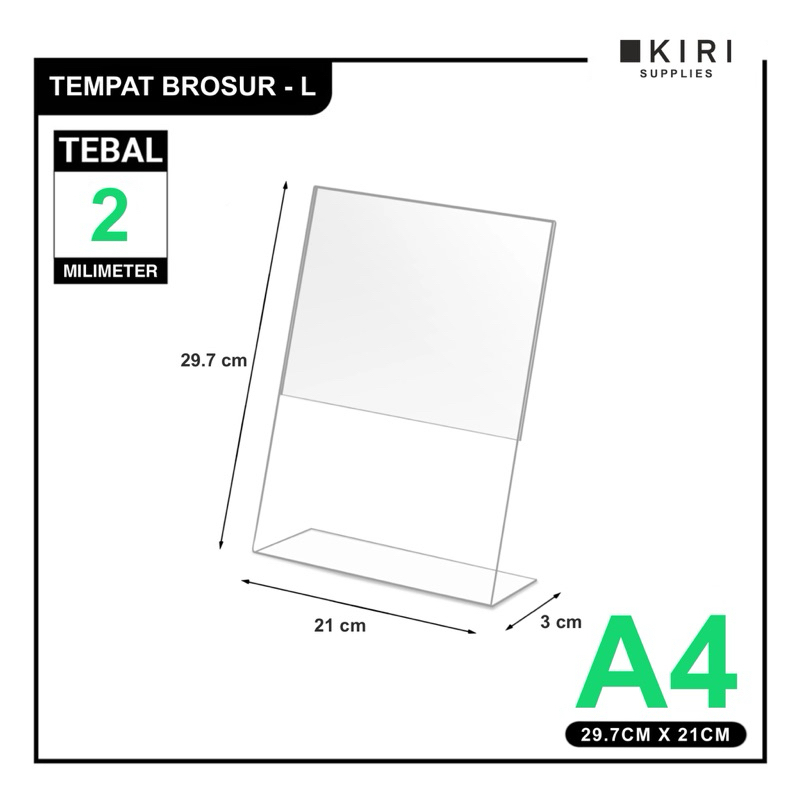

Tempat Brosur Akrilik A4 model L / Akrilik Tent Card Tent Holder / Acrylic Qris Barcode - Tipe L