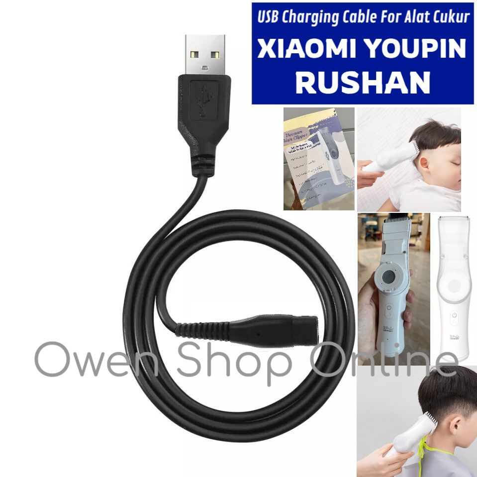 Kabel Charger USB Shaver Nevia Xiaomi Youpin Rushan Cukur Rambut Baby Hair Clipper Adaptor