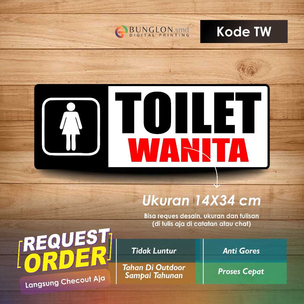 

STIKER TOILET WANITA + LAMINASI KODE TW HITAM MERAH