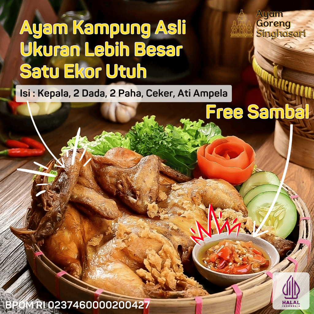 

Ayam Kampung Ungkep [Ready to Cook Frozen] FREE Sambal (650 Gram) - Ayam Goreng Singhasari