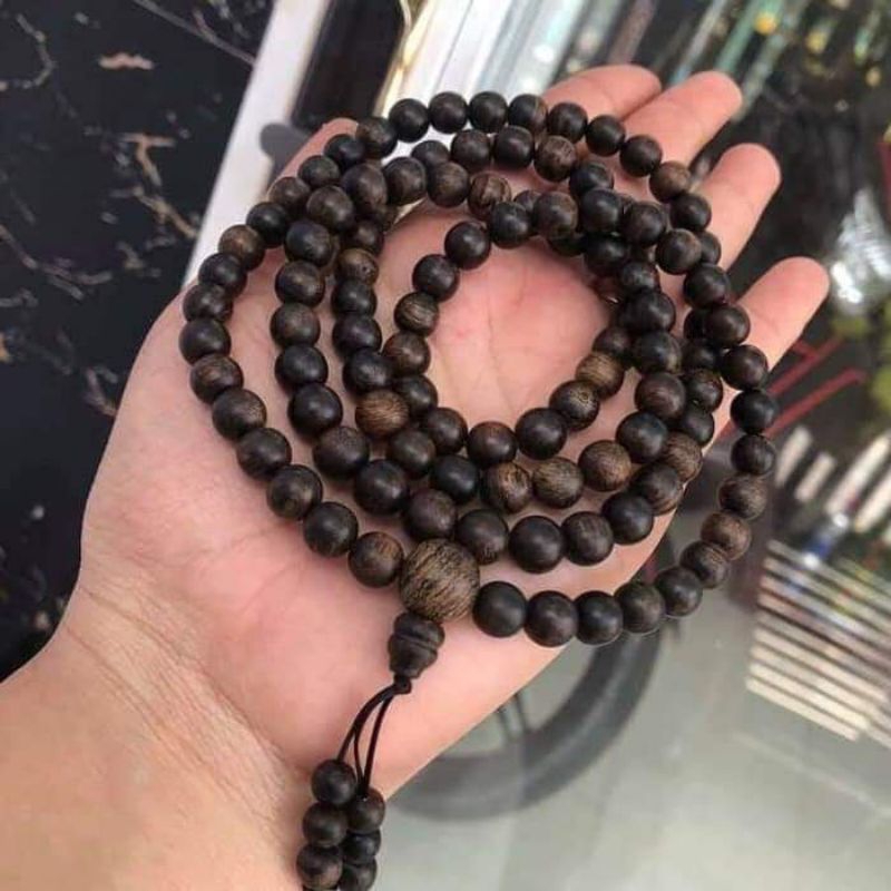 TASBIH GAHARU BUDHA 108 KALIMANTAN TENGGELAM