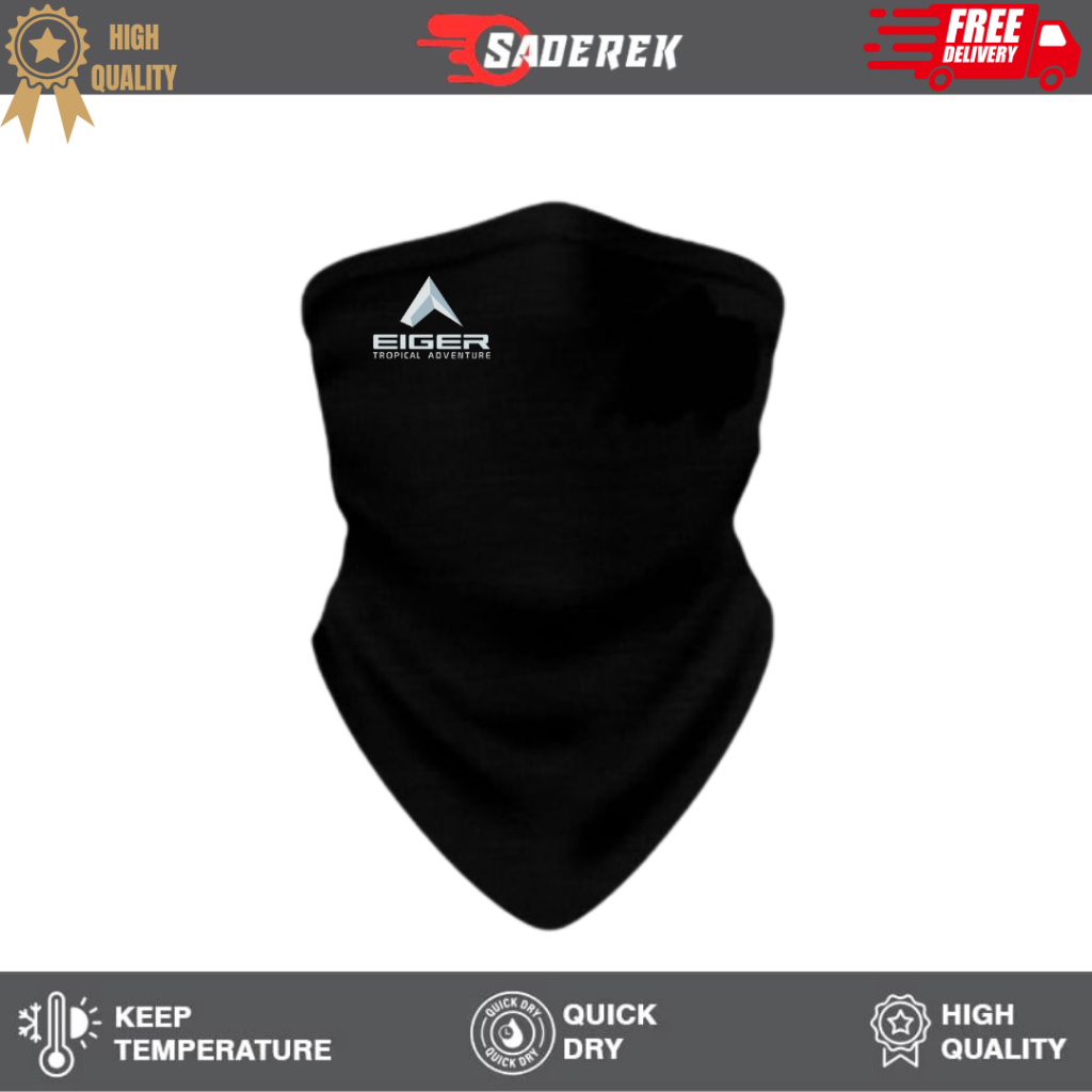 Saderek - Masker Tropik Eiger Hitam Masker Motor Baff Buff Mulut Premium Berkualitas Multifungsi