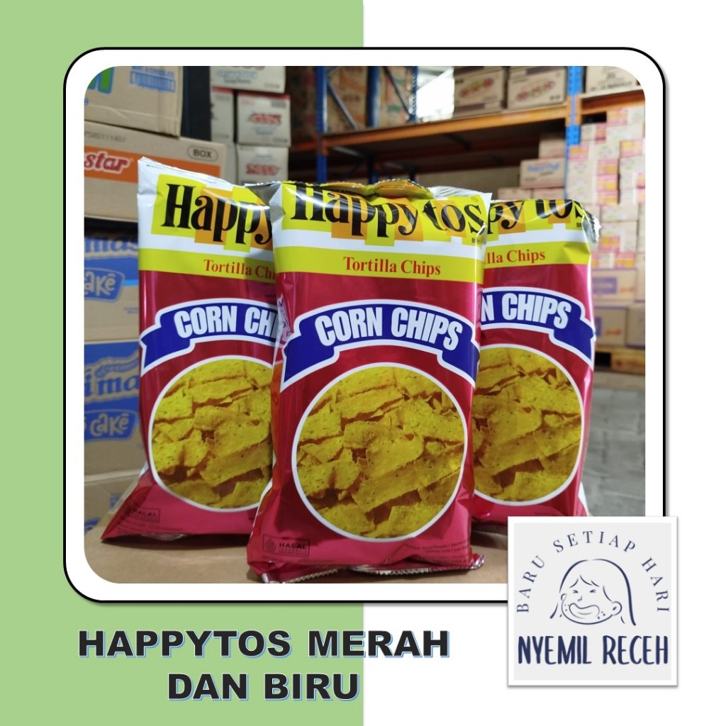 

Happytos Happy Tos Tortila Chips 140Gr Merah dan Biru Snack Jagung Gurih